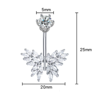 Anneaux de nombril en acier inoxydable 1g avec zircon, motifs papillon, cœur et feuille, pour mariage