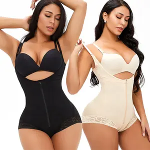 7077 Women Tummy Control Zipper Open Bust Bodysuit Waist Shaper Full Body Shaper Faja Compression Butt Lifter Shapewear