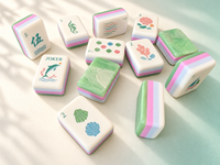 Jeu de Mahjong en Acrylique Thème Océan Vert Jade, 160 Tuiles, Cadeau de Luxe Moderne