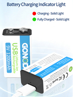 Batterie rechargeable au lithium GONODY YT9V 9V 1200mAh USB Type-C certifiée CE, batterie Li-ion 9V
