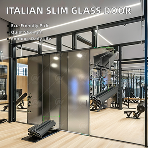 Sistema di porte scorrevoli in Alluminio stile italiano con struttura sottile in vetro con taglio CNC Hanger Rail Profilo in Alluminio - Product Image 2