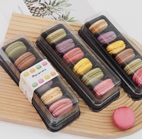 Boîte d'emballage alimentaire en plastique PET transparent jetable à 6 compartiments pour macarons, biscuits et sandwichs - Embossage pour desserts - Vente en gros