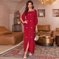 Robe du Moyen-Orient, vêtements de Dubaï, vente en gros, robe longue à manches longues et col en V, robe de bal musulmane pour l'Aïd