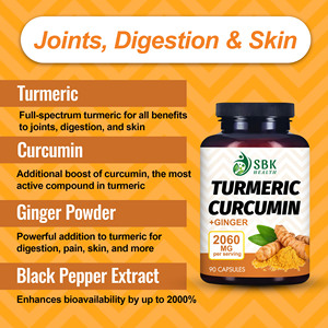 Cápsulas de Cúrcuma y Curcumina al por Mayor con Extracto de Pimienta Negra, Favorecen la Salud de las Articulaciones, Píldoras Veganas de Suplemento Inmunológico - Product Image 5