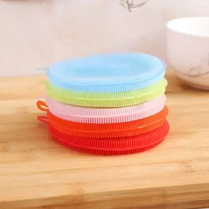 High Quality Safe Household Reusable Silicone Kitchen Magic Cleaning Round Shape Brush Dish Cloth