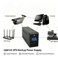 Sistema de Alimentación Ininterrumpida (UPS) de 220V con Pantalla LCD, 1000VA, Onda Sinusoidal Pura, Ideal para Hogar, Oficina y Computadoras en Espera