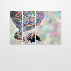 Lienzo Impreso: Arte de Arcoíris con Globos de la Película Up, Regalo Perfecto para las Fiestas, Juego de 4 Lienzos - Product Image 2