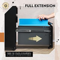 Armoire de classement métallique à 3 tiroirs verrouillable avec serrure à clé, à poser sous le bureau, pour usage commercial ou domestique, noire, format Lettre/A4