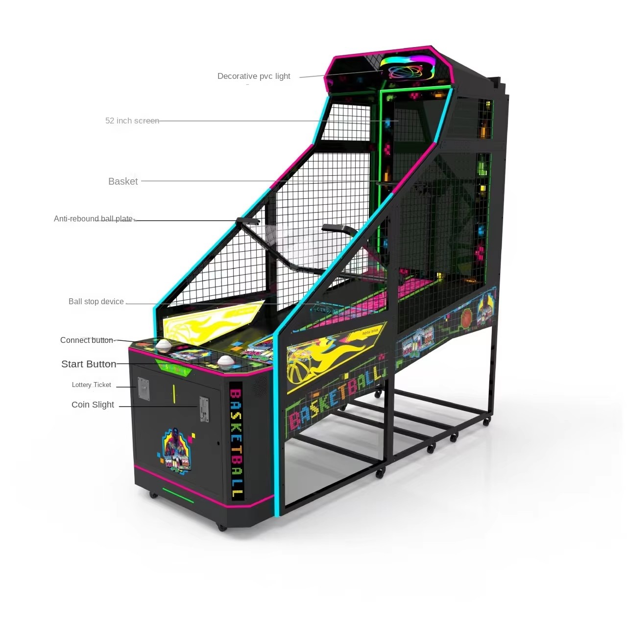 Commercial Coin-Operated Basketball Game Machine - LCD Screen Arcade Hoop Challenge for Amusement Centers