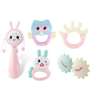 <span class=keywords><strong>Sonajeros</strong></span> de dibujos animados para bebé recién nacido, juego de juguetes de regalo, coctelera, campana para cama, calmante, palo de mano con mordedor - Product Image 1