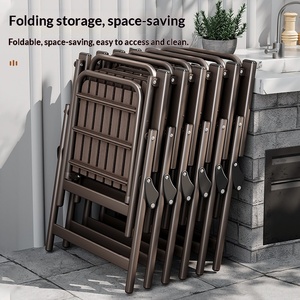 Set di Sedie Pieghevoli per Balcone, Casa, Sala <span class=keywords><strong>da</strong></span> Pranzo, Tempo Libero, in Plastica e Metallo, Impilabili, <span class=keywords><strong>Poltrona</strong></span> Singola <span class=keywords><strong>da</strong></span> Esterno in Ferro - Product Image 2