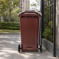 Conteneur à déchets à roulettes de 360 L, construction robuste en plastique PE pour le stockage des ordures dans les usines industrielles et les entrepôts