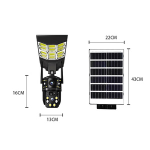 Lampadaire solaire avec caméra 16cm x 13cm, lumière LED extérieure étanche pour cour, surveillance par énergie solaire - Product Image 1