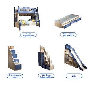 Двухъярусная кровать из массива дерева с высокой степенью безопасности, лестницей для хранения, выдвижными ящиками под кроватью и лестницей — роскошный подарок для мальчиков и девочек - Product Image 4