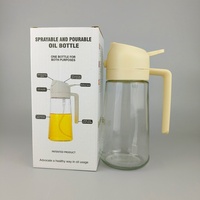 Bouteille en verre anti-lumière de 470 ml (16 oz) avec bec verseur et pulvérisateur d'huile d'olive pour cuisine, avec autocollant, idéale pour friteuse à air, cuisson, salades et barbecue
