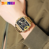 SKMEI 2229 Dual Time Digital Reloj de pulsera para hombre Personalizable Marca famosa Banda de hebilla de acero Dial personalizable