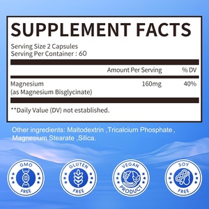 OEM Magnésio Bisglicinato 120 Cápsulas Suplemento de Absorção Máxima para Adultos Promove a Calma do Sono e a Saúde Muscular Óssea - Product Image 3