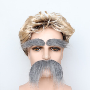 Barba falsa de Halloween para disfraz de fiesta, accesorio de bigote largo negro de Papá Noel - Product Image 3