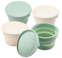 Récipients ronds empilables pour bol d'épreuvage de pâte à pizza avec couvercles Boîte d'épreuvage pliable en silicone pour démarreur de levain
