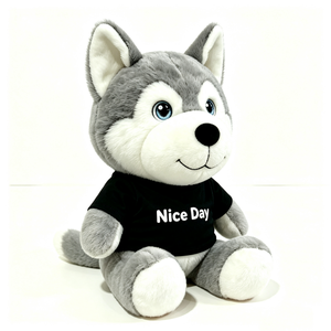 Peluche de Husky personalizado, Perro Husky de peluche, Lindo peluche de Husky, Peluche de Husky sentado, Peluche de Husky con camiseta - Product Image 2