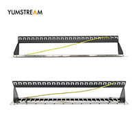 Bahan ABS kosong Panel Patch Ftp 19 inci 1U Cat5E Cat6 Cat6A Keystone Jack 24 Port Panel Patch kosong