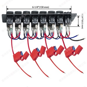Rocker <b>Switch</b> Panel 7 Way Boat Type For Boat RV Bus <b>12V</b> 10A IP65 ABS Material - Product Image 2