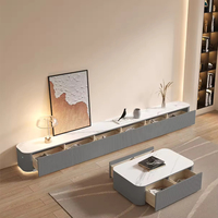 Meuble TV en bois gris de style moderne avec présentoirs Table TV murale de luxe Console multimédia de luxe Meubles de maison Ensembles de salon