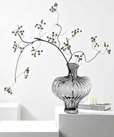 Vase à fleurs en verre en forme de citrouille rayé moderne de luxe RYLAVA, arrangement de fleurs séchées hydroponiques, décoration de mariage, décoration de table intérieure