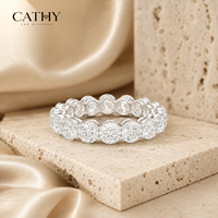Bague d'éternité à griffes partagées avec diamants ronds de laboratoire certifiés IGI, bague de mariage cercle complet en or 18 carats, bijoux fins écologiques