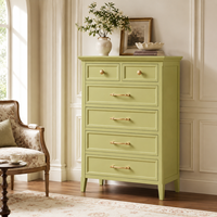 Commode vintage française vert sauge, grande capacité, en bois massif, armoire de rangement pour chambre à coucher, couleur personnalisée