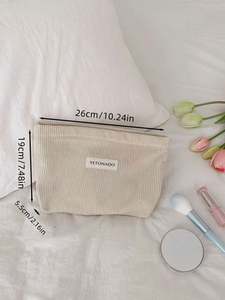 Eco Friendly Custom Logo Travel Portable Corduroy Toiletry Makeup Pouch Zipper Cosmetic <b>Storage</b> Bag Gifts <b>Make</b> <b>up</b> Bags Girl - Product Image 2