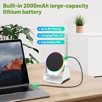 Support de haut-parleur à induction sans fil avec amplificateur de haut-parleur BT, son stéréo, lumière RVB, support de téléphone réglable, compatible avec les tablettes de téléphone