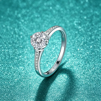 Bijoux fins personnalisés, bague ronde à quatre griffes en argent sterling S925, bague en moissanite 0,8 CT pour femme, cadeau de confession