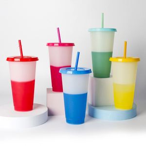PP Reusable Heat Resistant Temperature-Sensitive Color-Changing Leak Proof Eco-Friendly Party Tumbler Straw <b>Cup</b> <b>Large</b> Capacity - Product Image 1