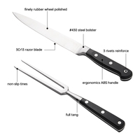 Fourchette et couteau de découpe pour grillades, fourchette à viande, couteaux de haute qualité avec manche en ABS, ensemble de découpe pour barbecue et dinde