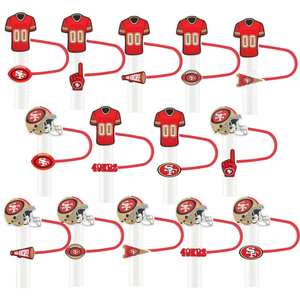 Nuevos Diseños de Adornos para Pajitas, Accesorios Creativos, Diseños de Fútbol Americano, San <span class=keywords><strong>Francisco</strong></span> 49ers, Adorno para Pajitas de Tazas de Café, Encanto para Pajitas - Product Image 2