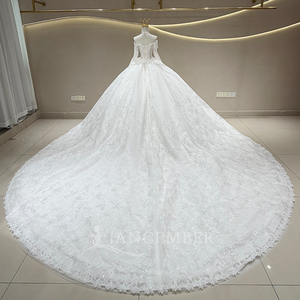 JFH122 Vestido de Novia Glamuroso de Tul Color Marfil con Bordado y Mangas - Product Image 2