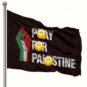 Drapeau de la Palestine de haute qualité, sans déchirures, 90*150 cm (3 pieds x 5 pieds), 5*3, personnalisable avec logo, portable, en polyester/soie, à suspendre/à agiter - Product Image 1