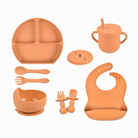 Vaisselle incassable de luxe personnalisée en gros : bavoir, bol, assiette, gobelet à bec, récipient à collation, cuillère courte, fourchette, motif dessin animé
