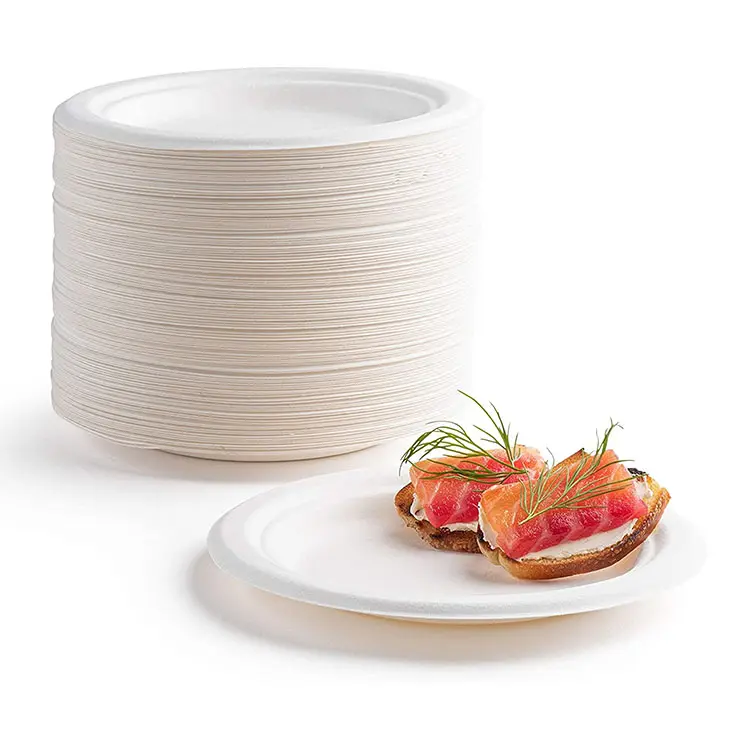 Набор одноразовых золотых тарелок для свадьбы, оптовая продажа, биоразлагаемое блюдо