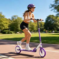 Trottinette pliable portable, réglable en hauteur, trottinette de ville équipée de roues en PU de 200 mm, frein à pied sécurisé