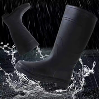 Bottes de sécurité de travail noires en PVC imperméables à embout d'acier YL-1311 pour hommes, hauteur genou, vente en gros