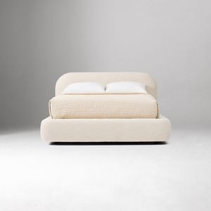 <span class=keywords><strong>Letto</strong></span> <span class=keywords><strong>Matrimoniale</strong></span> in Legno Massello con Testiera Curva Stile Crema, Rivestito in Tessuto, per Camera da <span class=keywords><strong>Letto</strong></span> King e Queen Size - Product Image 4