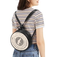 Sac à main rond en cuir PU avec impression personnalisée Saipan, polyvalent et convertible, pour femme, idéal pour les voyages en plein air et le shopping quotidien