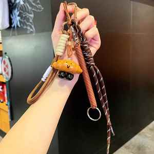 Hot Selling Alkaline Pretzel Bread Keychain Handmade Woven <b>Rope</b> Pendant Cute Chocolate Bagel Charm for Bags Trendy Food - Product Image 2