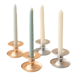 Juego de 2 Portavelas Cónicos Cortos, Soportes Metálicos Dorados y Plateados con Bandeja Recolectora <span class=keywords><strong>para</strong></span> Centros de Mesa de Boda, Decoración de Mesa <span class=keywords><strong>para</strong></span> el Hogar - Product Image 1