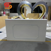 Table de mariage rectangulaire en PVC acrylique blanc de luxe, socle de table en PVC, support à gâteau, table de bar