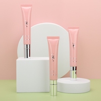 Tube cosmétique en plastique PE estampé à chaud pour crème contour des yeux et baume à lèvres 15g 25g 30g, emballage personnalisé avec tête de massage en céramique plaquée argent