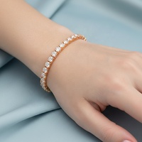 Bracelet Tennis et Joncs en Cuivre Plaqué Or 18K avec Zircone Cubique 3mm, Placage Sous Vide PVD, Anti-ternissement, Étanche, Bijoux Tendance 2027 Factory