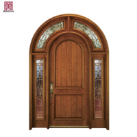 HISENG Porte moderne en bois et verre personnalisable en usine Porte d'entrée battante étanche avec design en arc Portes en bois